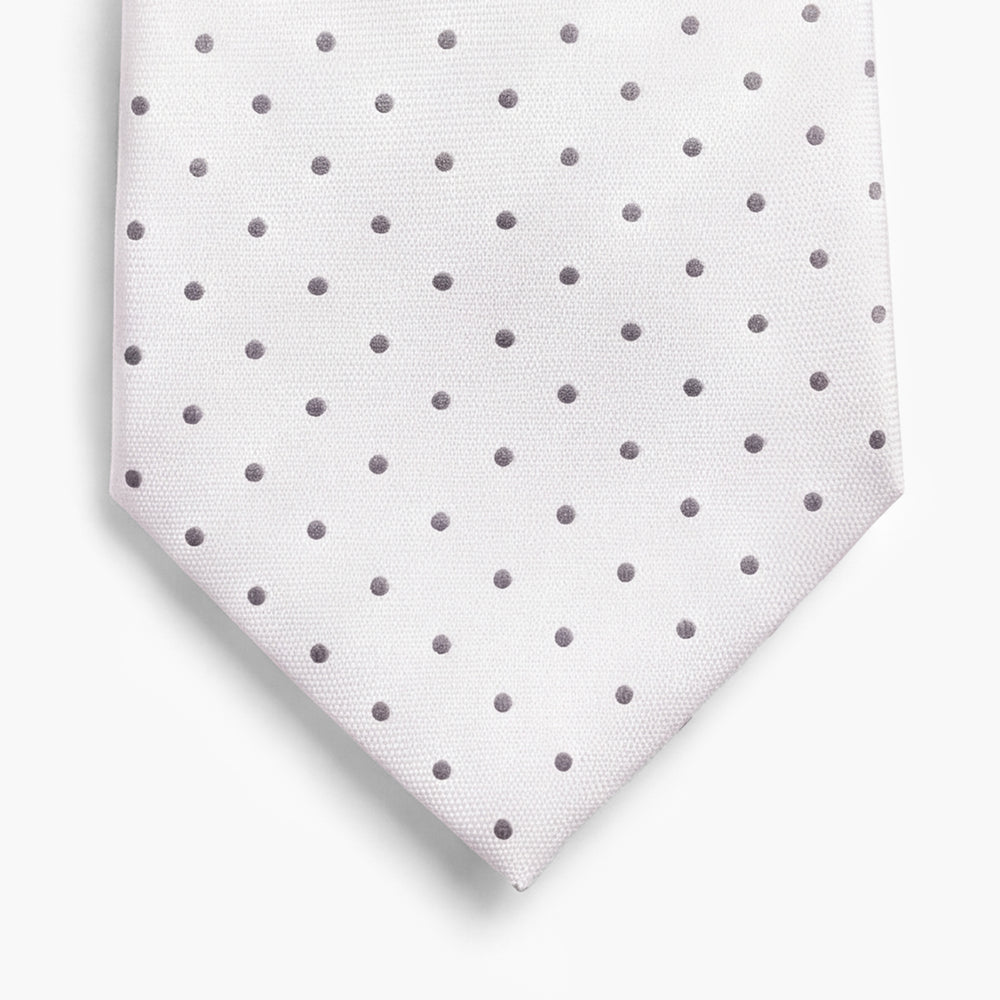 CRAVATTA ARGENTO 3 PIEGHE SARTORIALE IN SETA - Pois grigi - Lorenzi Como luxury silk tie
