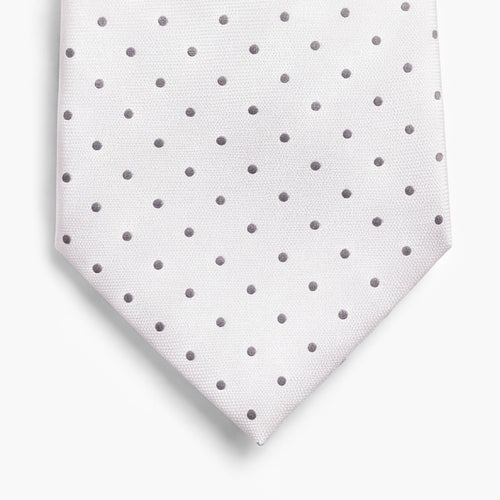 CRAVATTA ARGENTO 3 PIEGHE SARTORIALE IN SETA - Pois grigi - Lorenzi Como luxury silk tie