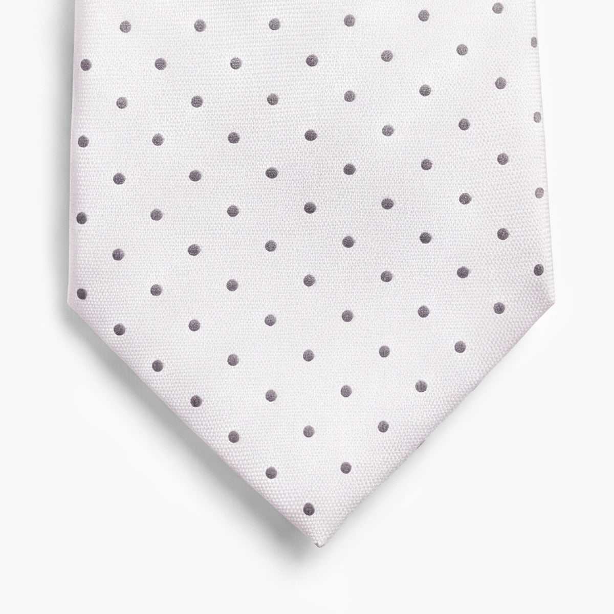 CRAVATTA ARGENTO 7 PIEGHE SARTORIALE IN SETA - Pois grigi - Lorenzi Como luxury silk tie