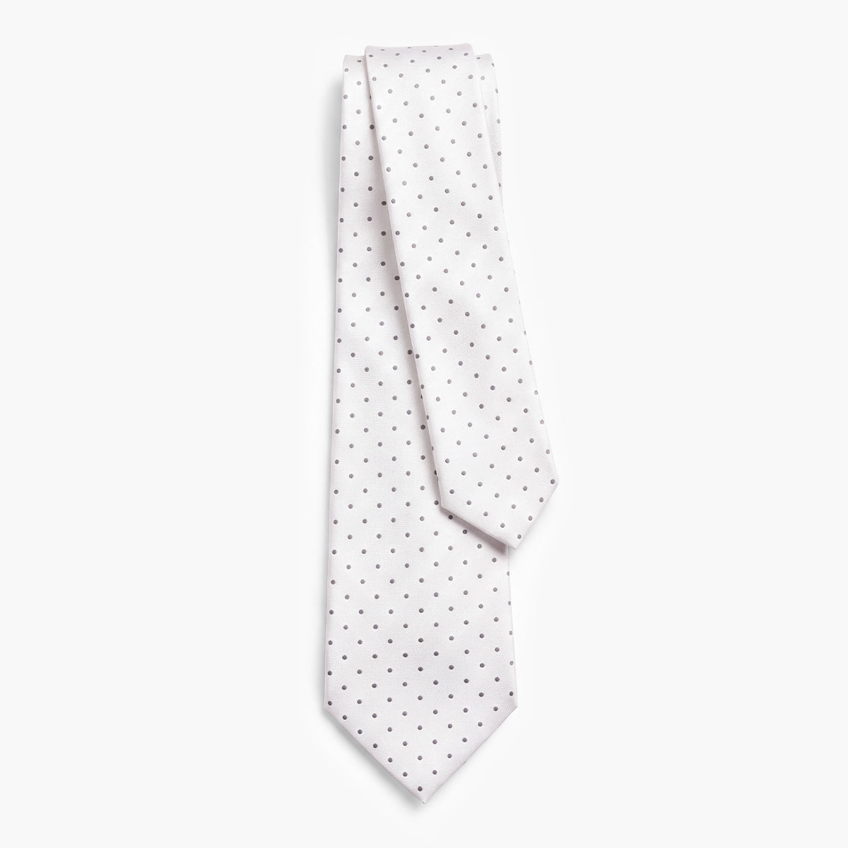 CRAVATTA ARGENTO 3 PIEGHE SARTORIALE IN SETA - Pois grigi - Lorenzi Como luxury silk tie