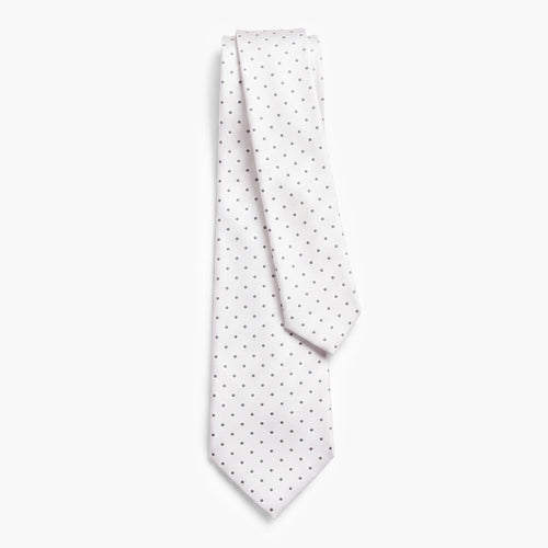 CRAVATTA ARGENTO 7 PIEGHE SARTORIALE IN SETA - Pois grigi - Lorenzi Como luxury silk tie