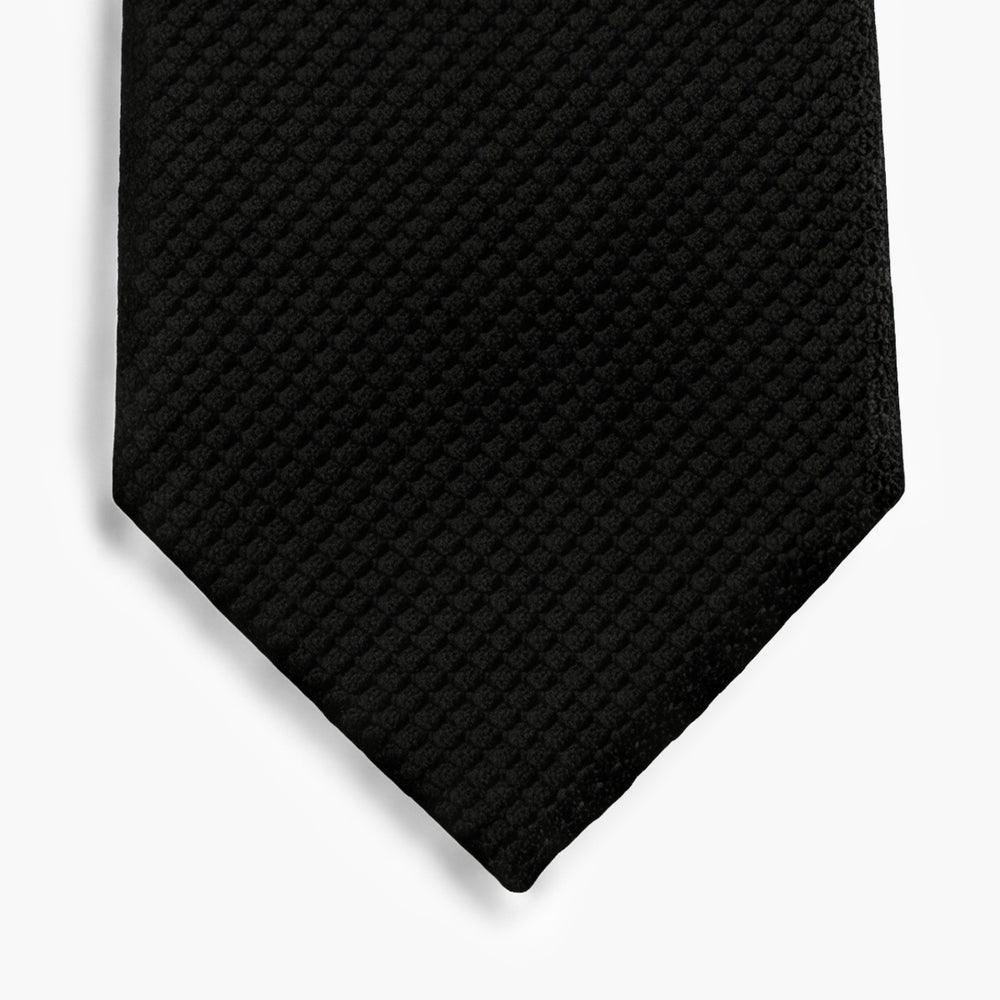 CRAVATTA NERA 3 PIEGHE IN GARZA DI SETA - Tinta unita - Lorenzi Como luxury silk tie