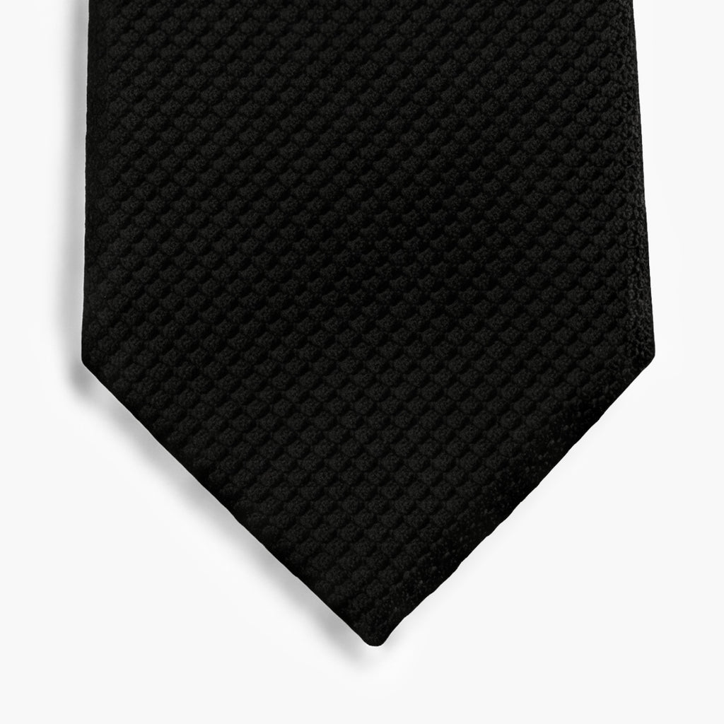 CRAVATTA NERA 3 PIEGHE IN GARZA DI SETA - Tinta unita - Lorenzi Como luxury silk tie
