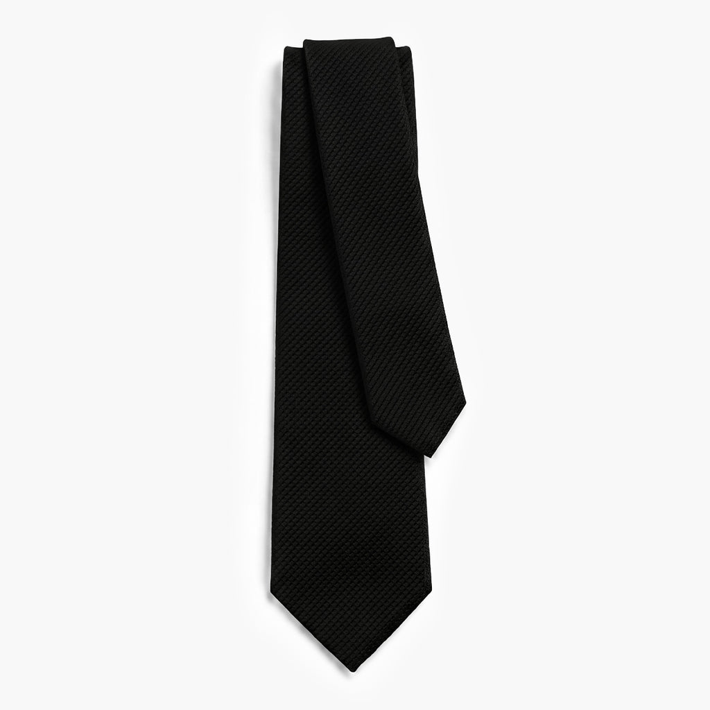 CRAVATTA NERA 3 PIEGHE IN GARZA DI SETA - Tinta unita - Lorenzi Como luxury silk tie