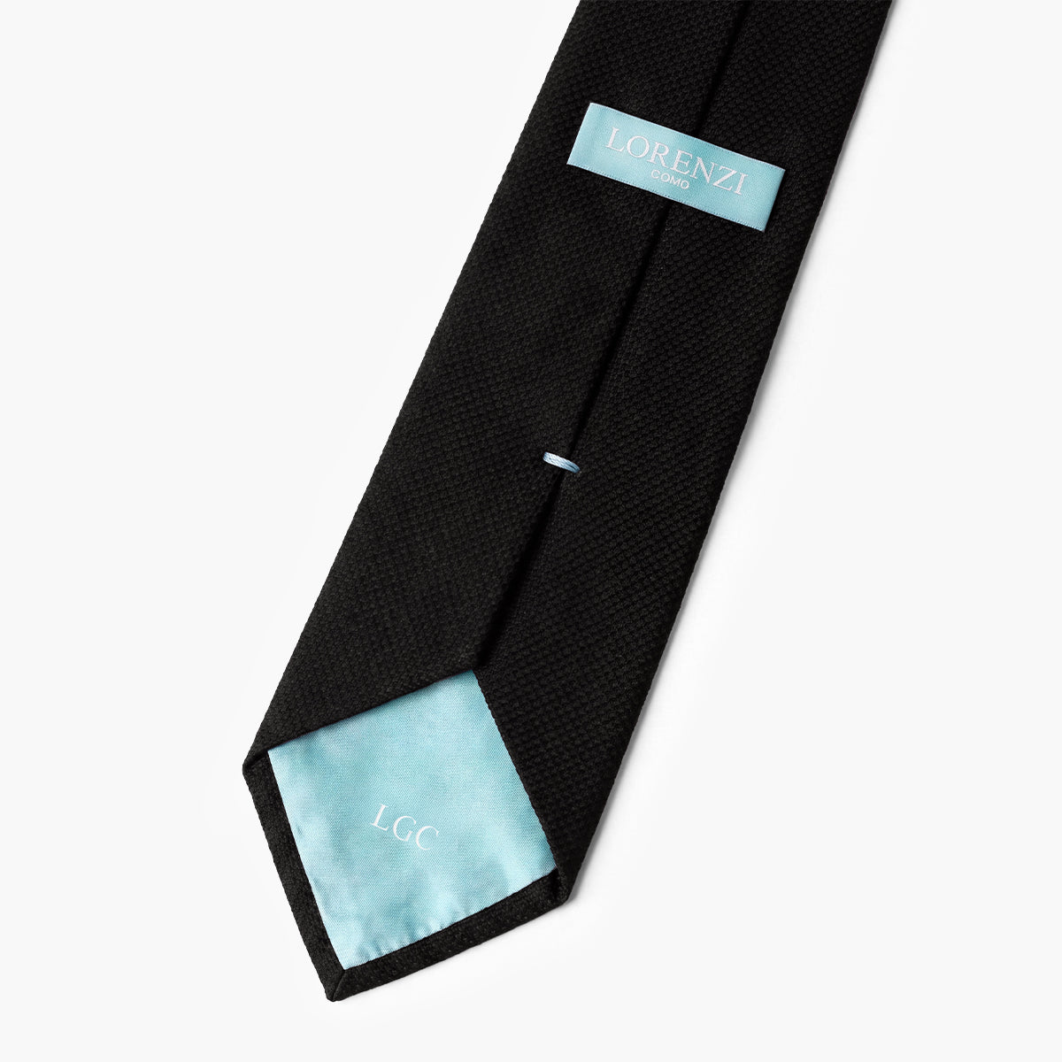 CRAVATTA NERA 3 PIEGHE IN GARZA DI SETA - Tinta unita - Lorenzi Como luxury silk tie