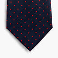 CRAVATTA BLU SCURO 3 PIEGHE SARTORIALE IN SETA - Pois rossi - Lorenzi Como luxury silk tie