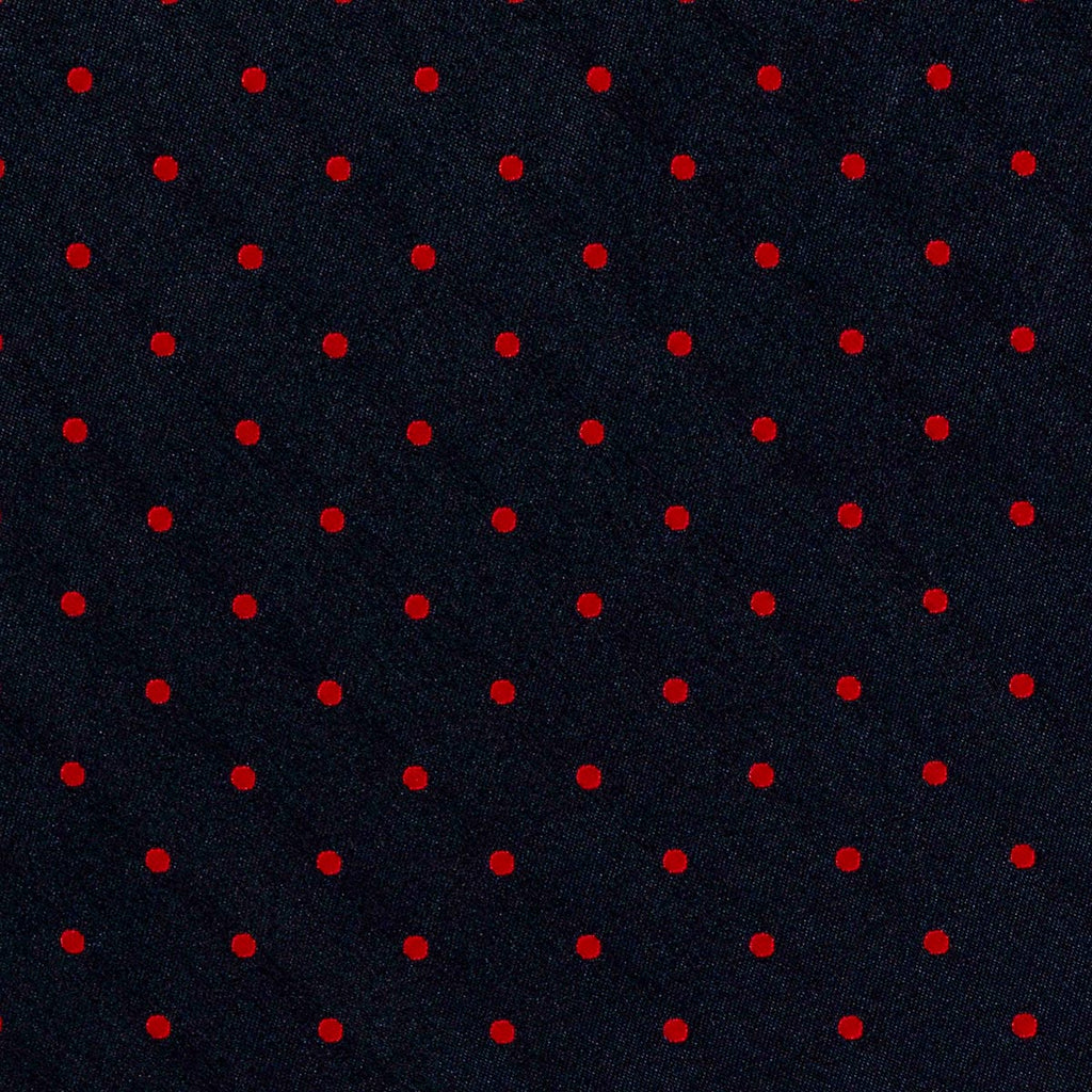 CRAVATTA BLU SCURO 3 PIEGHE SARTORIALE IN SETA - Pois rossi - Lorenzi Como luxury silk tie