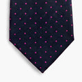 CRAVATTA BLU SCURO 3 PIEGHE SARTORIALE IN SETA - Pois fucsia - Lorenzi Como luxury silk tie