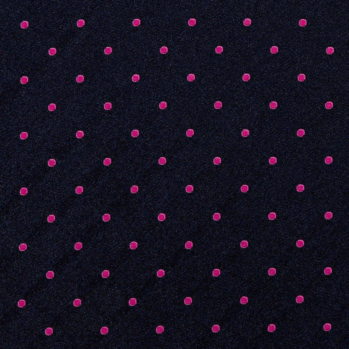 CRAVATTA BLU SCURO 3 PIEGHE SARTORIALE IN SETA - Pois fucsia - Lorenzi Como luxury silk tie