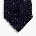 CRAVATTA BLU SCURO 3 PIEGHE SARTORIALE IN SETA - Pois azzurri - Lorenzi Como luxury silk tie