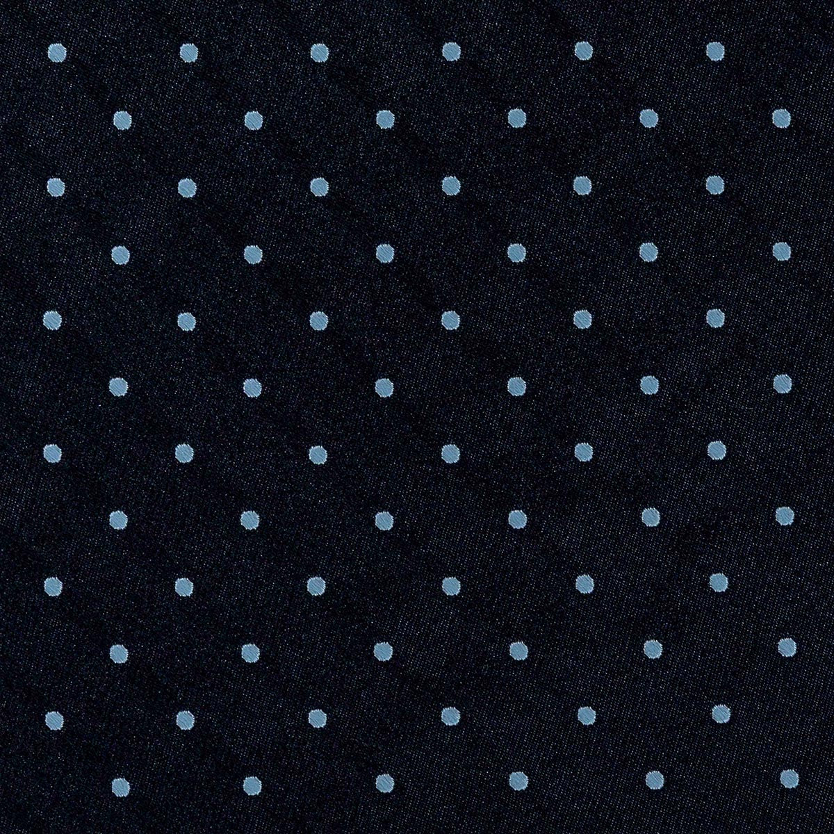 CRAVATTA BLU SCURO 3 PIEGHE SARTORIALE IN SETA - Pois azzurri - Lorenzi Como luxury silk tie