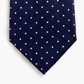 Navy Sartorial Silk Tie, 3-Fold - White polka dot