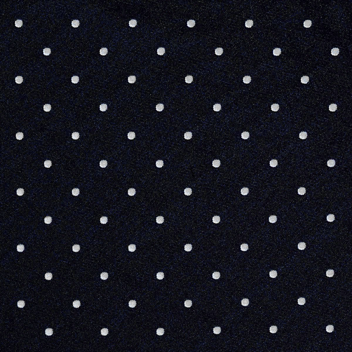 Navy Sartorial Silk Tie, 3-Fold - White polka dot