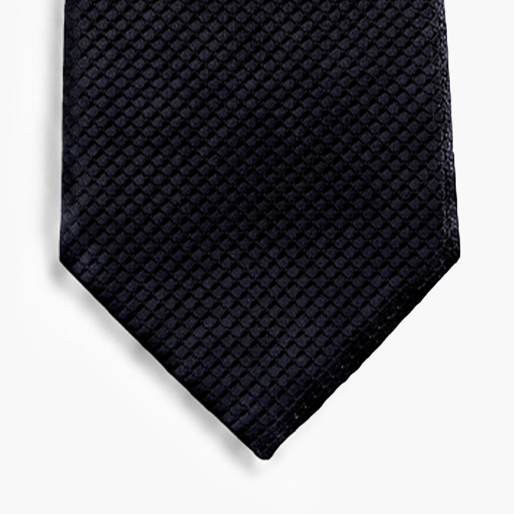 CRAVATTA NERO NOTTE 3 PIEGHE IN GARZA DI SETA - Tinta unita - Lorenzi Como luxury silk tie