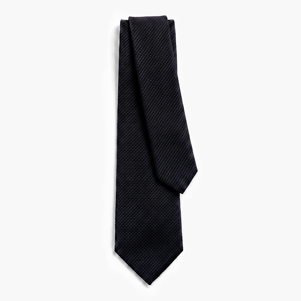 CRAVATTA NERO NOTTE 3 PIEGHE IN GARZA DI SETA - Tinta unita - Lorenzi Como luxury silk tie