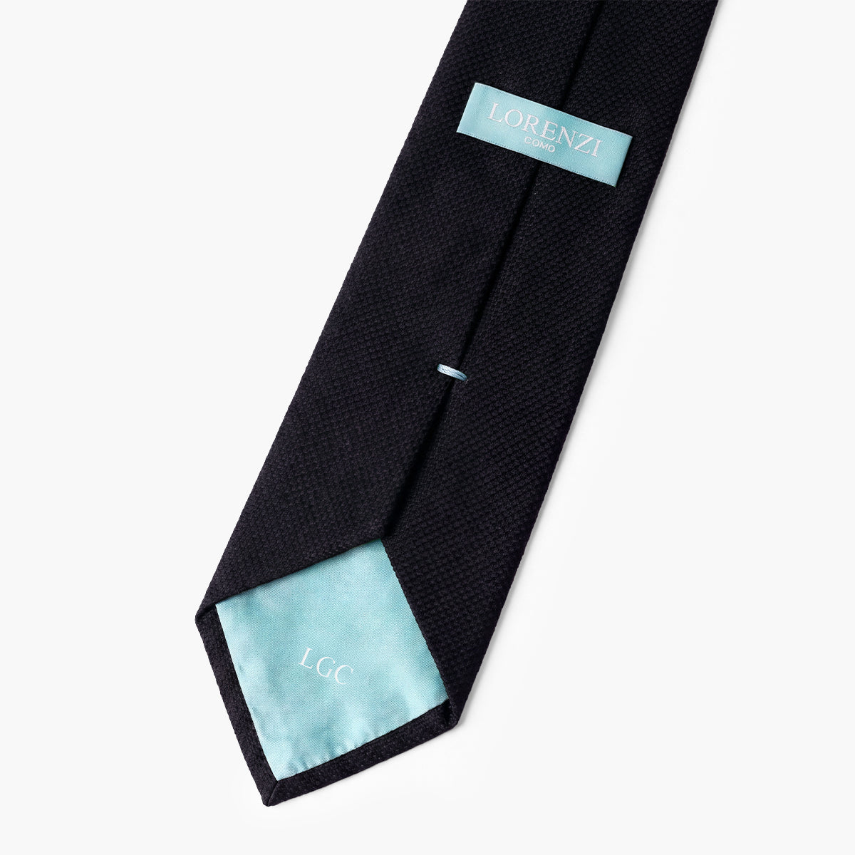 CRAVATTA NERO NOTTE 3 PIEGHE IN GARZA DI SETA - Tinta unita - Lorenzi Como luxury silk tie