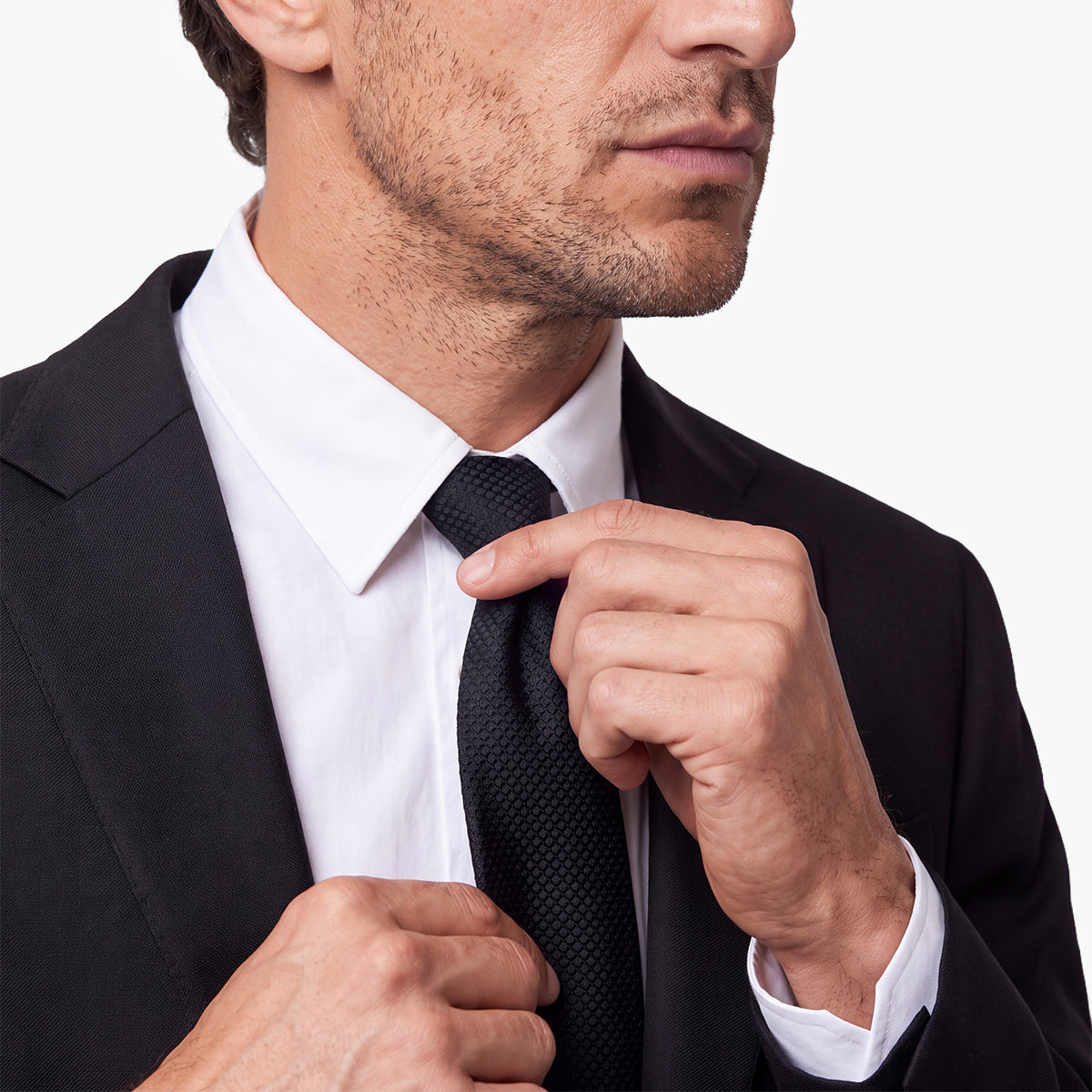CRAVATTA NERO NOTTE 3 PIEGHE IN GARZA DI SETA - Tinta unita - Lorenzi Como luxury silk tie
