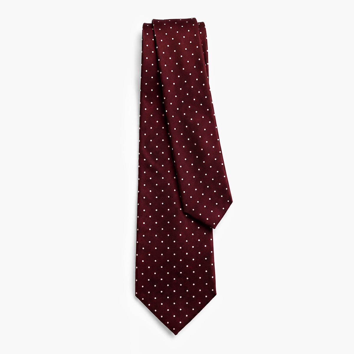 CRAVATTA BORDEAUX 7 PIEGHE SARTORIALE IN SETA - Pois bianchi - Lorenzi Como luxury silk tie