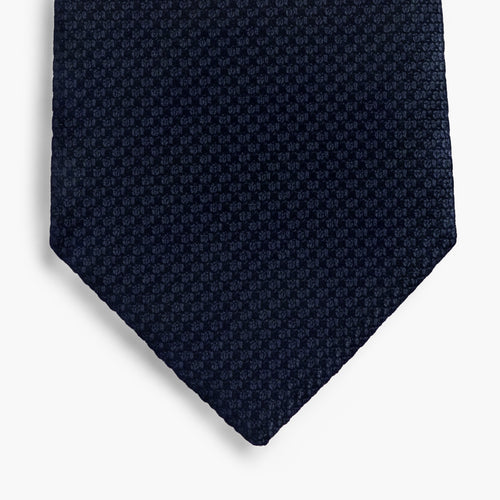 CRAVATTA BLU NAVY 3 PIEGHE IN GARZA DI SETA - Tinta unita - Lorenzi Como luxury silk tie