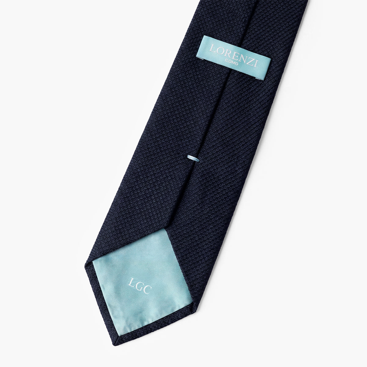 CRAVATTA BLU NAVY 3 PIEGHE IN GARZA DI SETA - Tinta unita - Lorenzi Como luxury silk tie