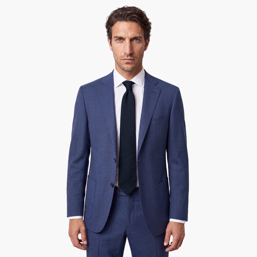 CRAVATTA BLU NAVY 3 PIEGHE IN GARZA DI SETA - Tinta unita - Lorenzi Como luxury silk tie
