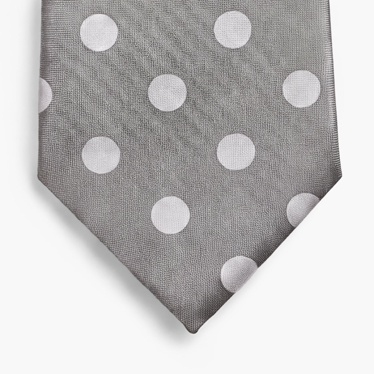 CRAVATTA ARGENTO 7 PIEGHE IN SETA JACQUARD - Pois bianchi - Lorenzi Como luxury silk tie