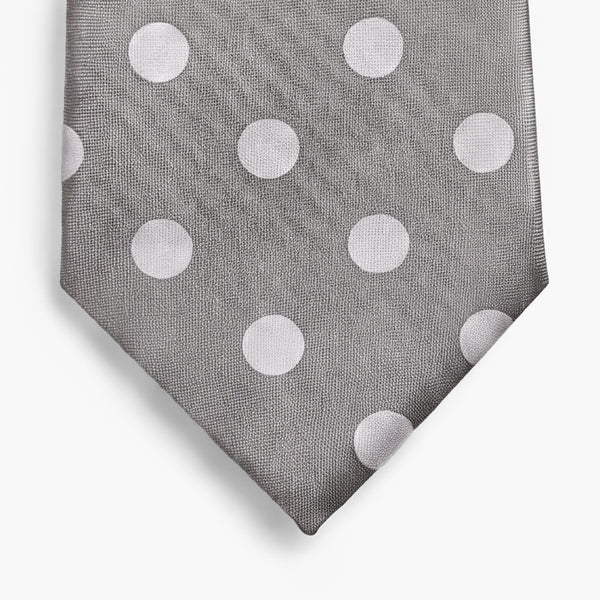 CRAVATTA ARGENTO 3 PIEGHE IN SETA JACQUARD - Pois bianchi