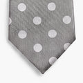 CRAVATTA ARGENTO 3 PIEGHE IN SETA JACQUARD - Pois bianchi - Lorenzi Como luxury silk tie