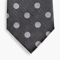 CRAVATTA GRIGIA SCURA 3 PIEGHE IN SETA JACQUARD - Pois bianchi - Lorenzi Como luxury silk tie