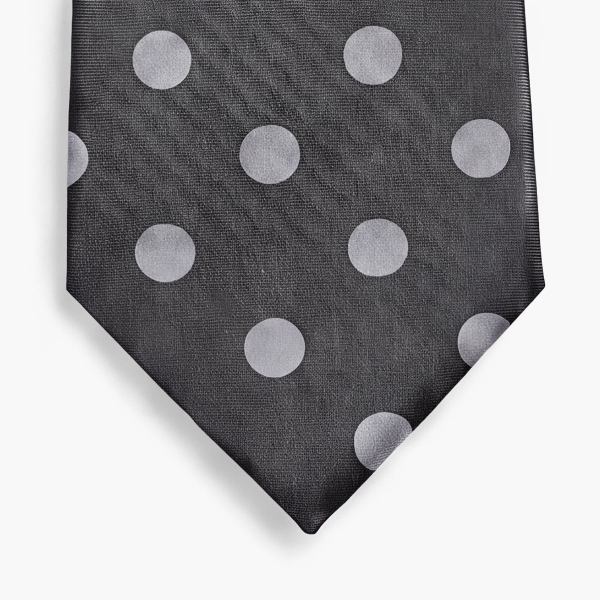 CRAVATTA GRIGIA SCURA 3 PIEGHE IN SETA JACQUARD - Pois bianchi - Lorenzi Como luxury silk tie