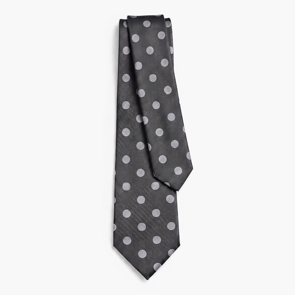 CRAVATTA GRIGIA SCURA 3 PIEGHE IN SETA JACQUARD - Pois bianchi - Lorenzi Como luxury silk tie