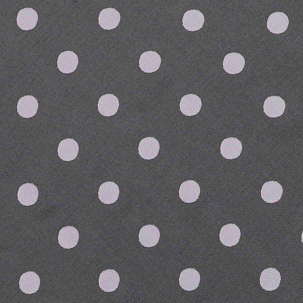 CRAVATTA GRIGIA SCURA 3 PIEGHE IN SETA JACQUARD - Pois bianchi - Lorenzi Como luxury silk tie