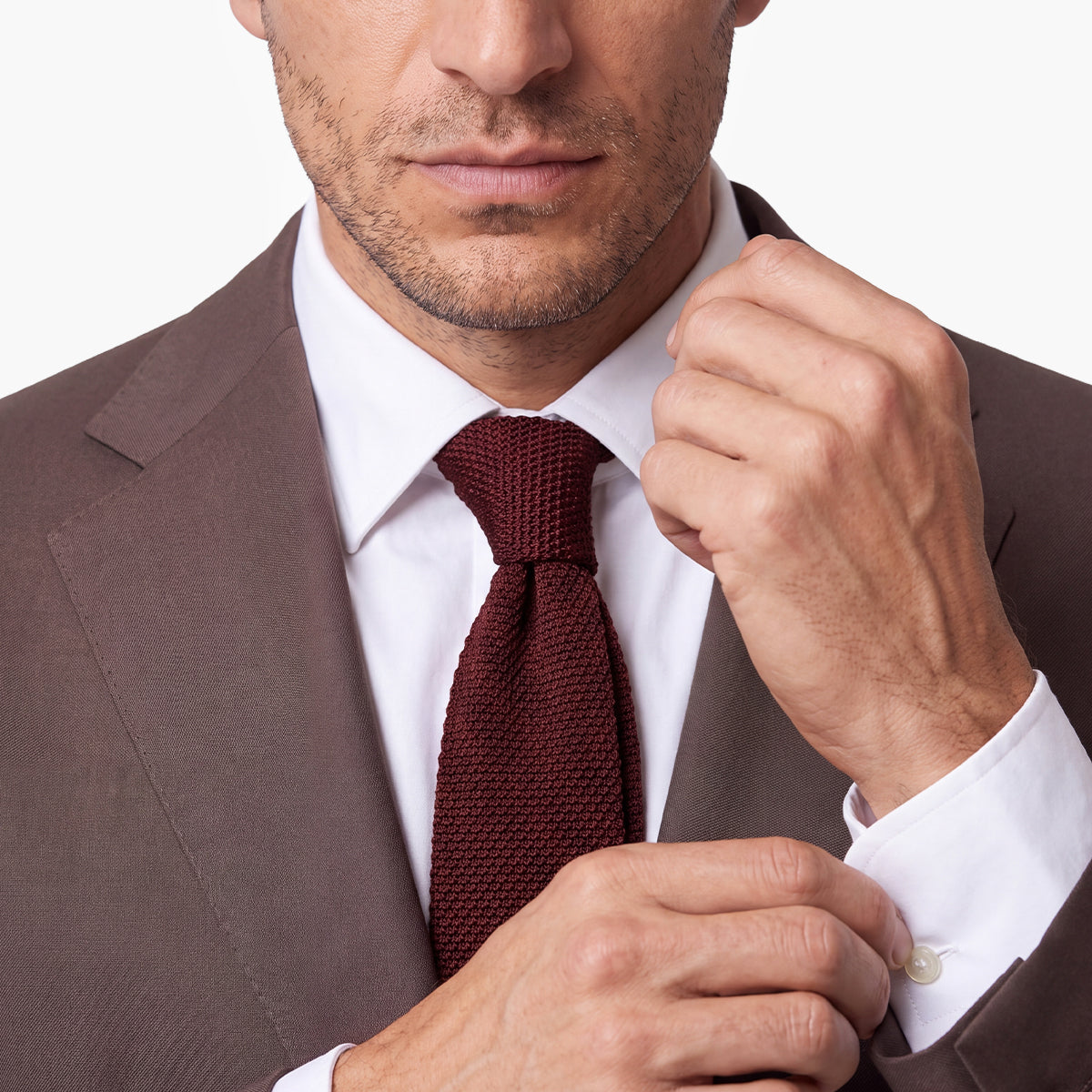 CRAVATTA GRANATO 3 PIEGHE IN GARZA DI SETA - Tinta unita - Lorenzi Como luxury silk tie