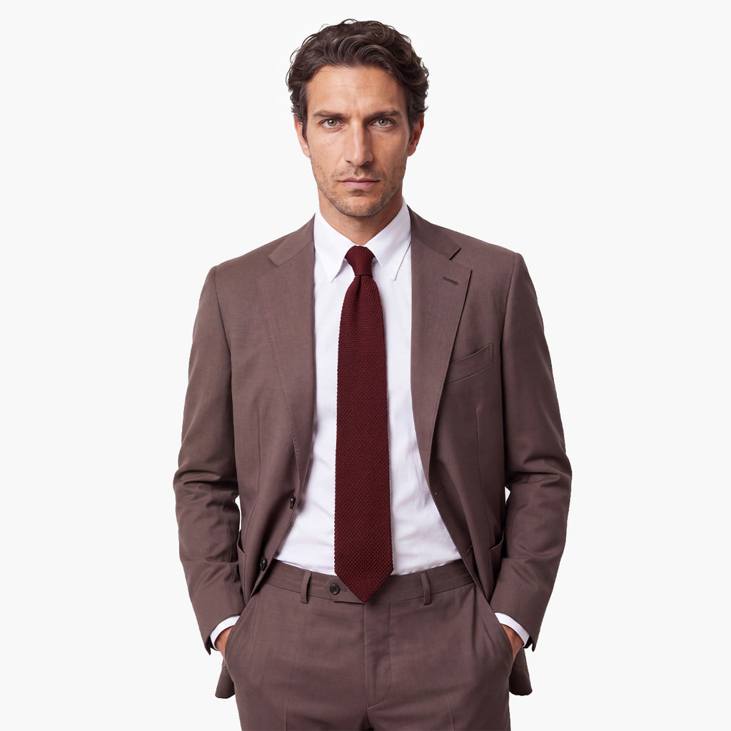 CRAVATTA GRANATO 3 PIEGHE IN GARZA DI SETA - Tinta unita - Lorenzi Como luxury silk tie