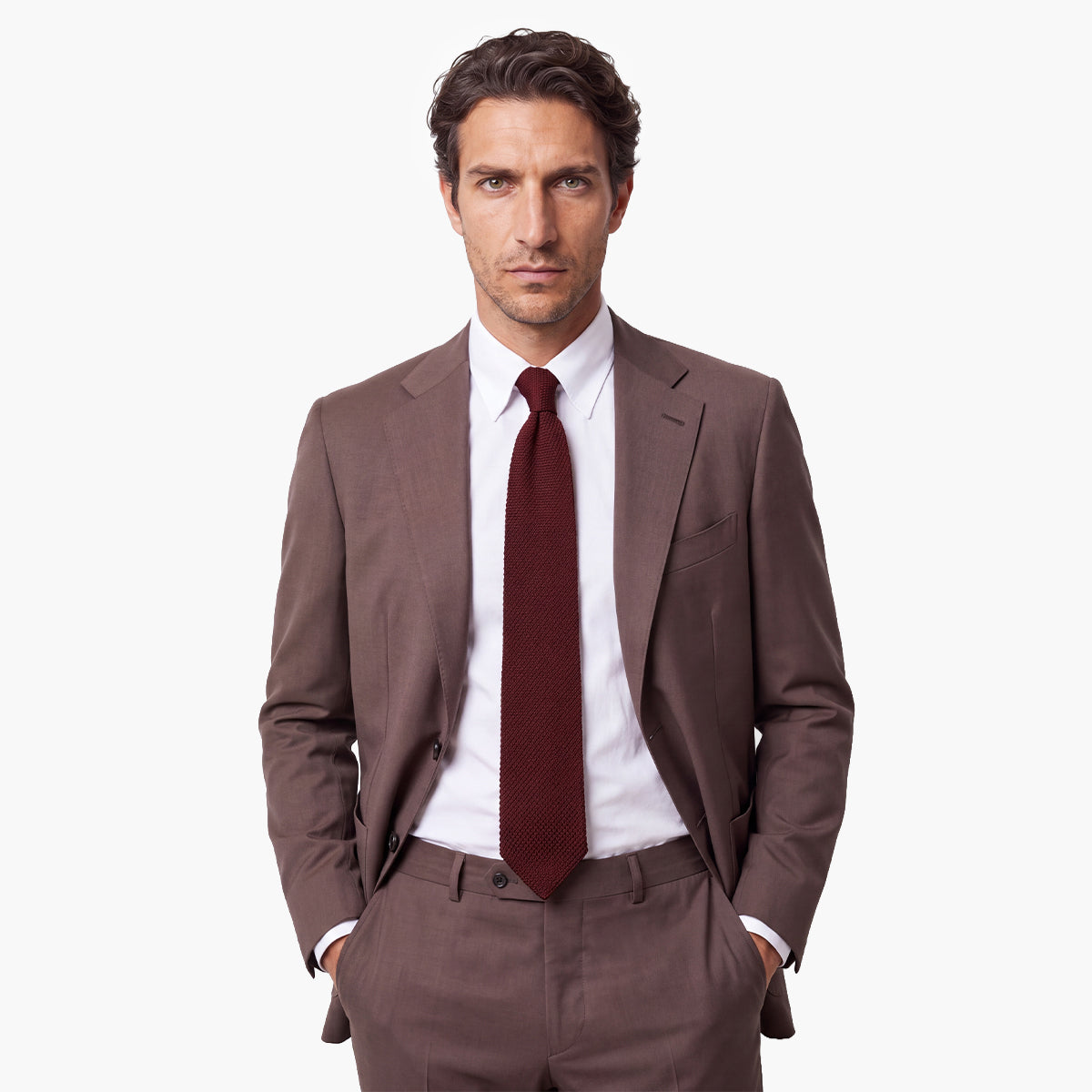 CRAVATTA GRANATO 3 PIEGHE IN GARZA DI SETA - Tinta unita - Lorenzi Como luxury silk tie