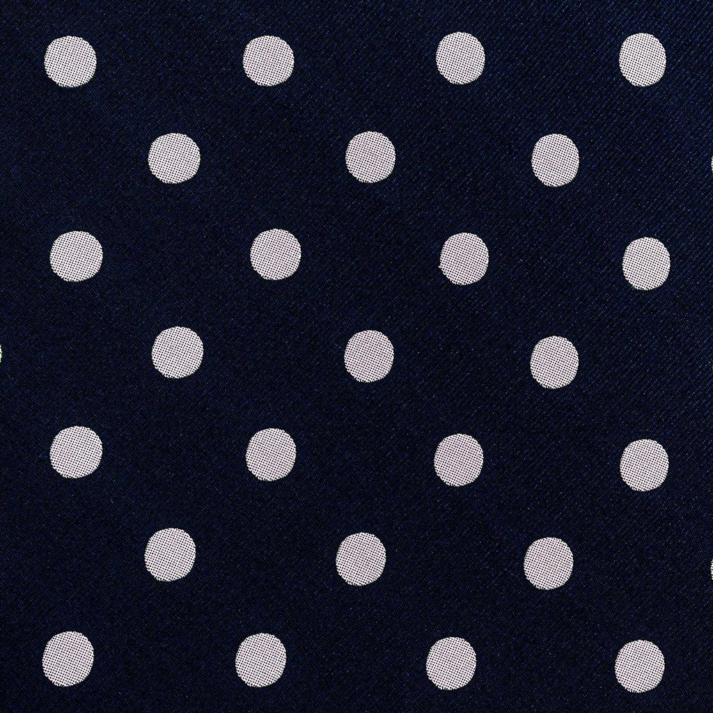 CRAVATTA BLU SCURO 3 PIEGHE IN SETA JACQUARD - Pois bianchi - Lorenzi Como luxury silk tie
