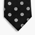 CRAVATTA NERA 3 PIEGHE IN SETA JACQUARD - Pois bianchi - Lorenzi Como luxury silk tie