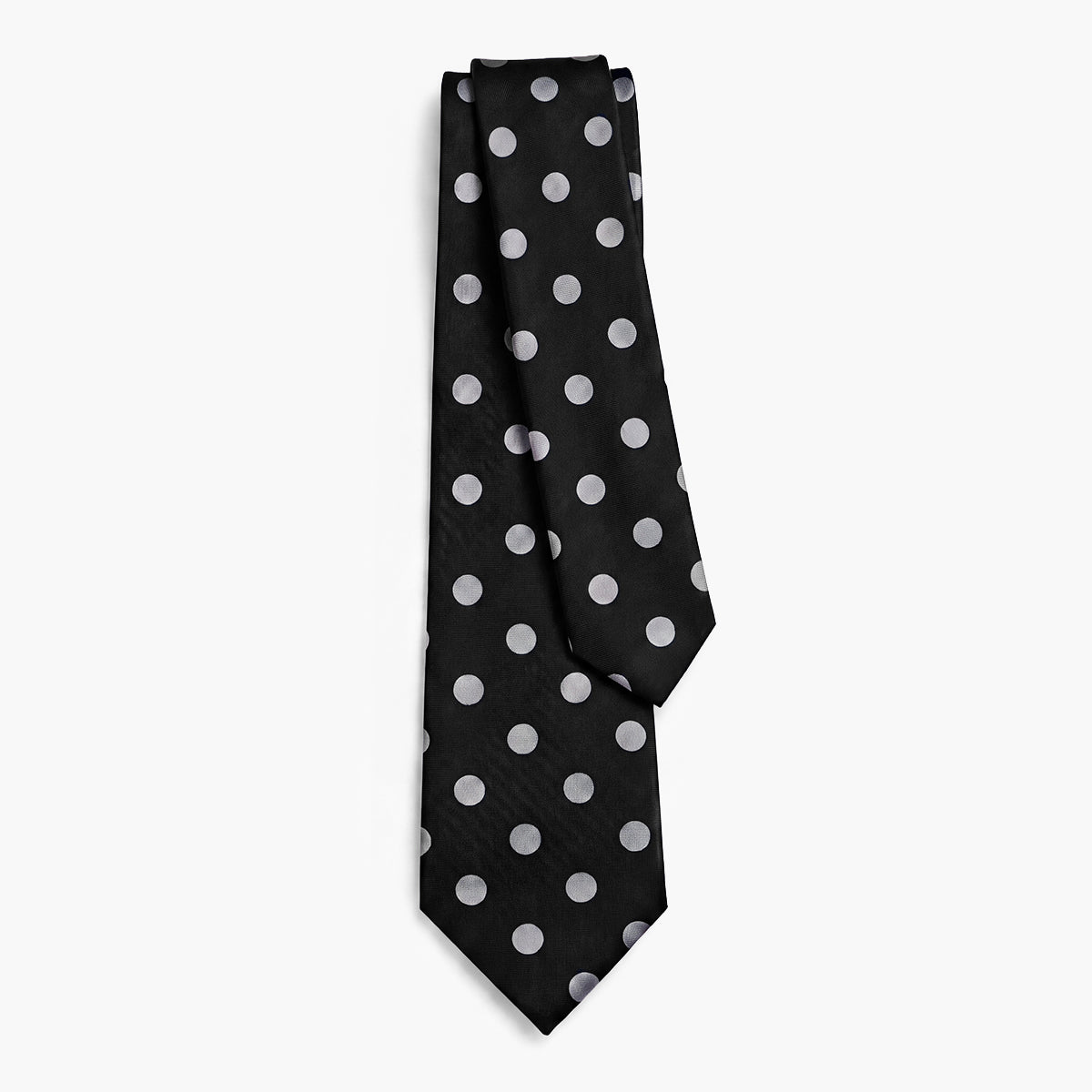 CRAVATTA NERA 3 PIEGHE IN SETA JACQUARD - Pois bianchi - Lorenzi Como luxury silk tie