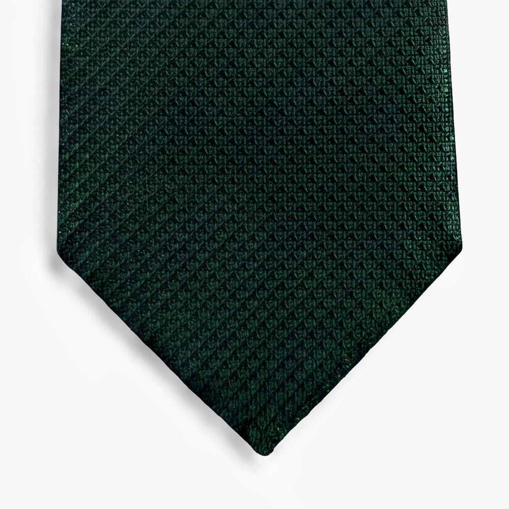 CRAVATTA VERDE SCURO 3 PIEGHE IN GARZA DI SETA - Tinta unita - Lorenzi Como luxury silk tie