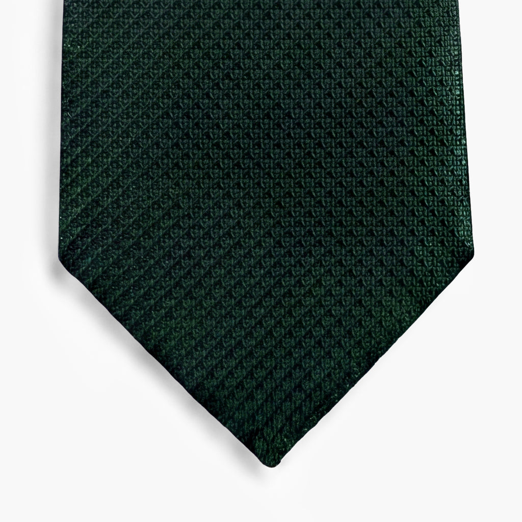 CRAVATTA VERDE SCURO 3 PIEGHE IN GARZA DI SETA - Tinta unita - Lorenzi Como luxury silk tie