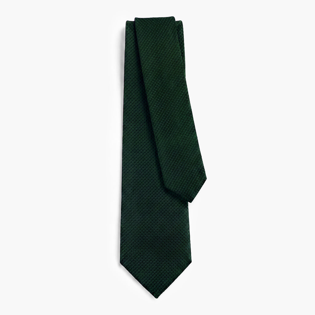 CRAVATTA VERDE SCURO 3 PIEGHE IN GARZA DI SETA - Tinta unita - Lorenzi Como luxury silk tie