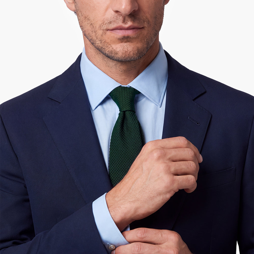 CRAVATTA VERDE SCURO 3 PIEGHE IN GARZA DI SETA - Tinta unita - Lorenzi Como luxury silk tie