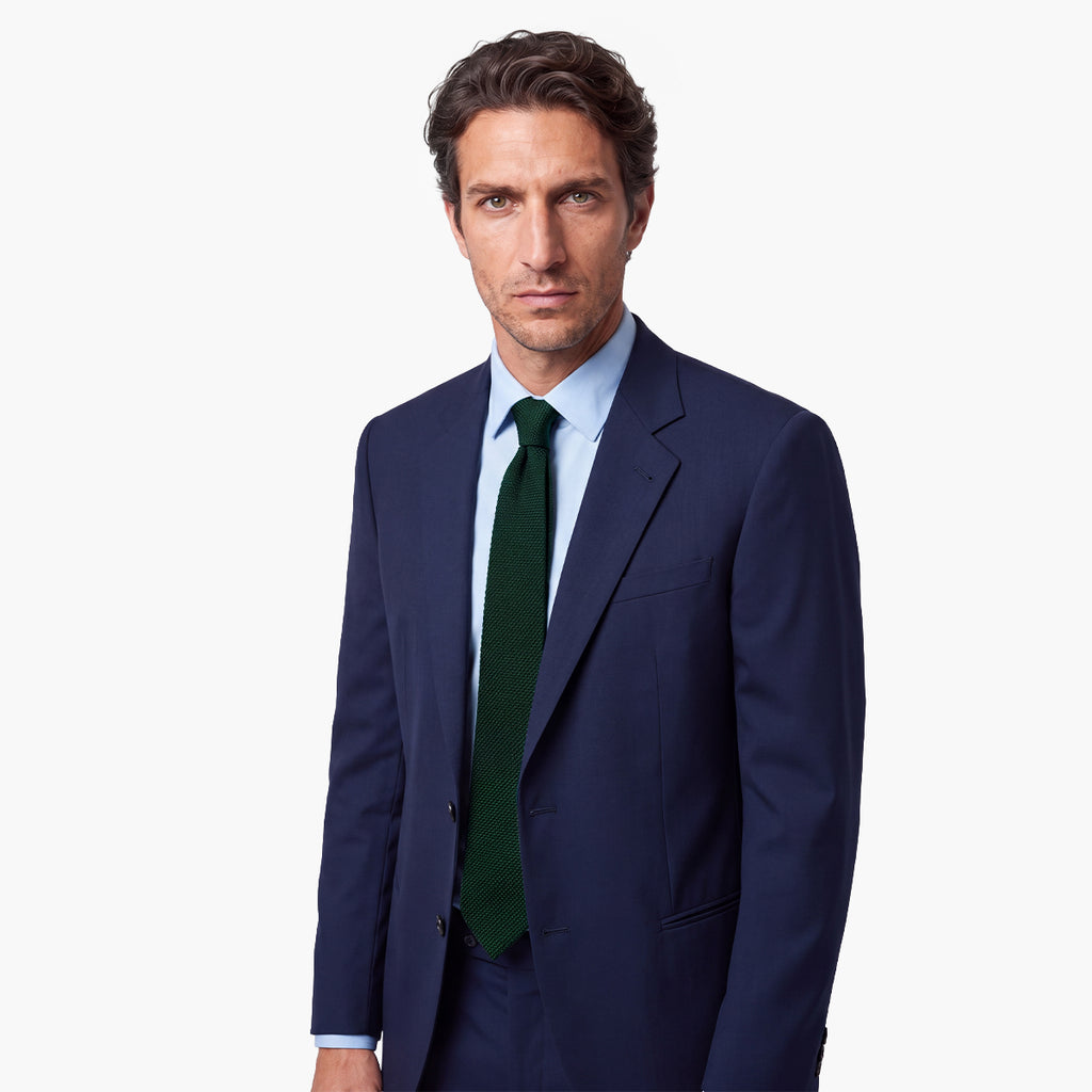 CRAVATTA VERDE SCURO 3 PIEGHE IN GARZA DI SETA - Tinta unita - Lorenzi Como luxury silk tie