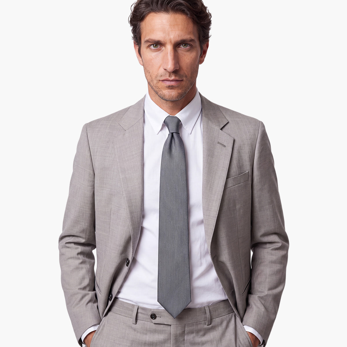 CRAVATTA ARGENTO 7 PIEGHE IN SETA JACQUARD - Armatura reps - Lorenzi Como luxury silk tie