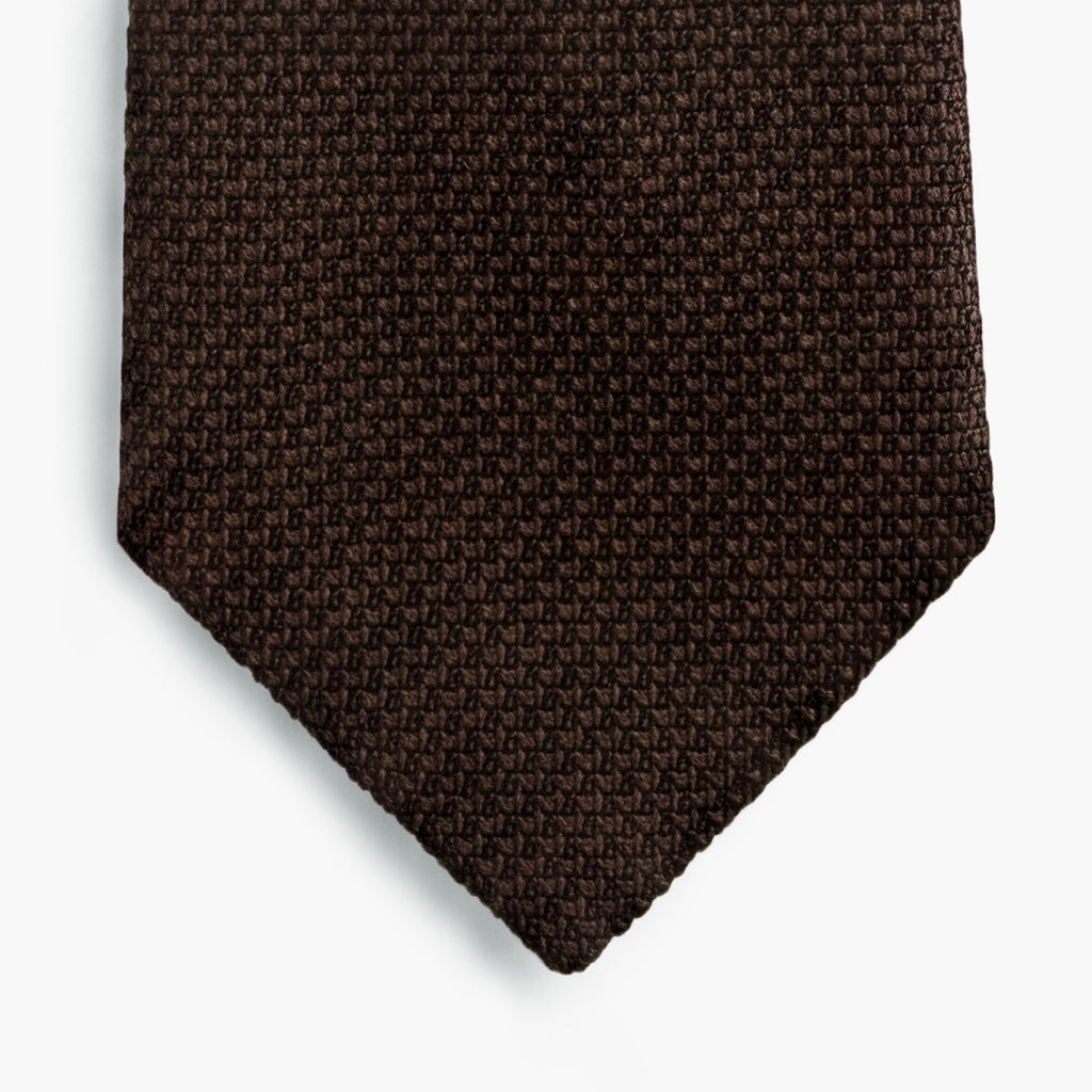 CRAVATTA MARRONE SCURO 3 PIEGHE IN GARZA DI SETA - Tinta unita - Lorenzi Como luxury silk tie
