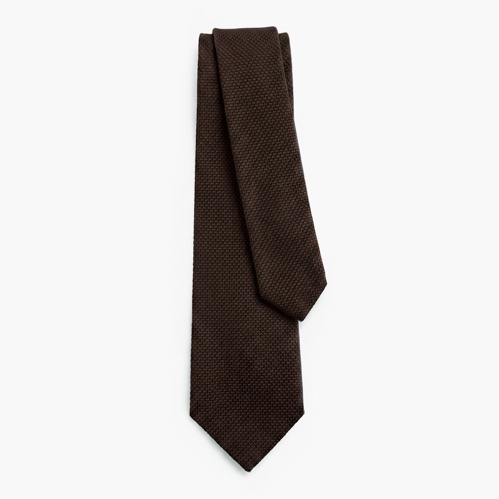 CRAVATTA MARRONE SCURO 3 PIEGHE IN GARZA DI SETA - Tinta unita - Lorenzi Como luxury silk tie