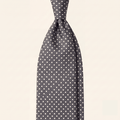 DARK GREY 3 FOLD JACQUARD SILK TIE - White polka dot