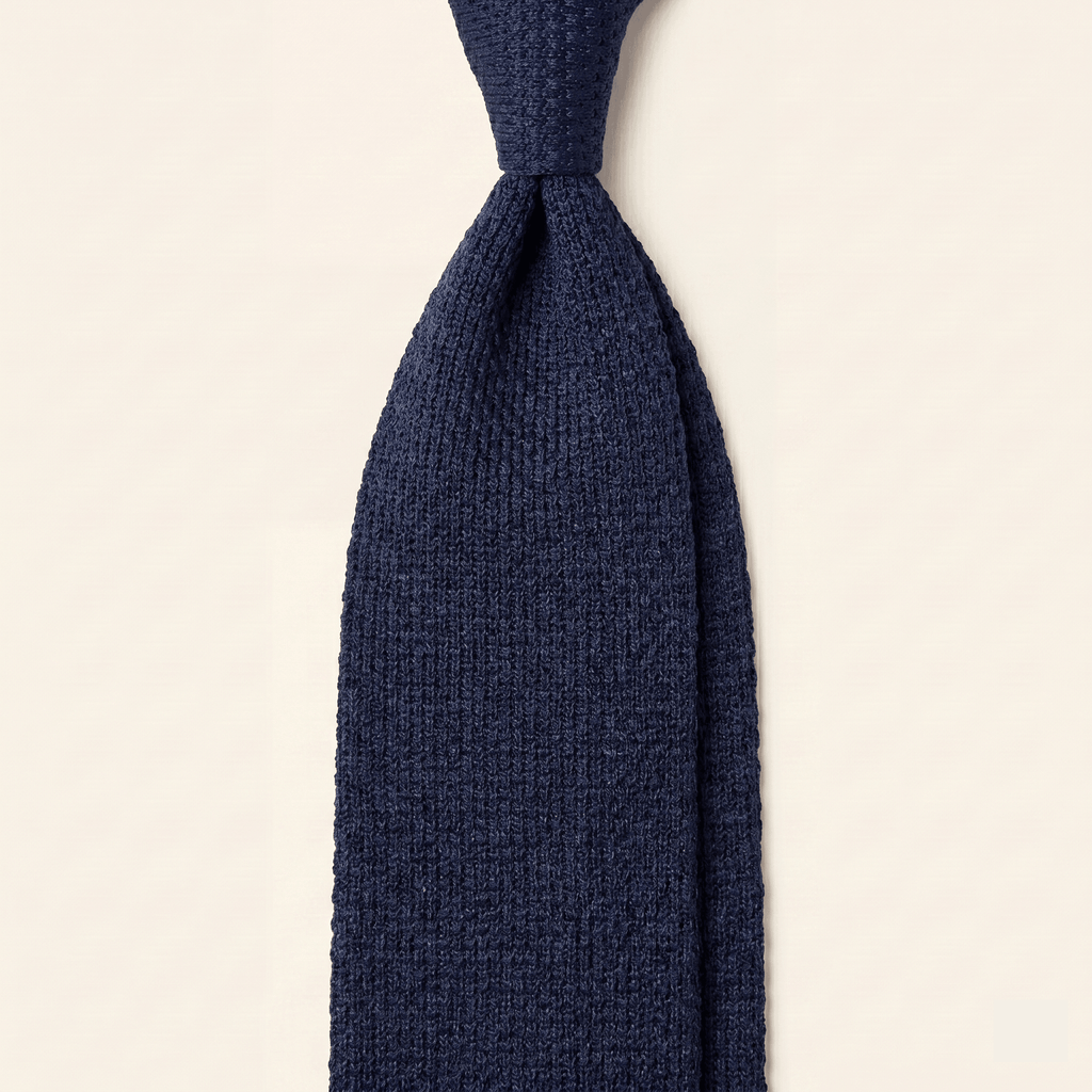 The Contessi Edition navy grenadine silk tie, numbered edition of 99, Lorenzi Como