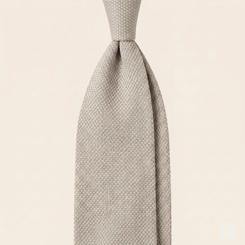 WHITE 3 FOLD SILK GARZA TIE