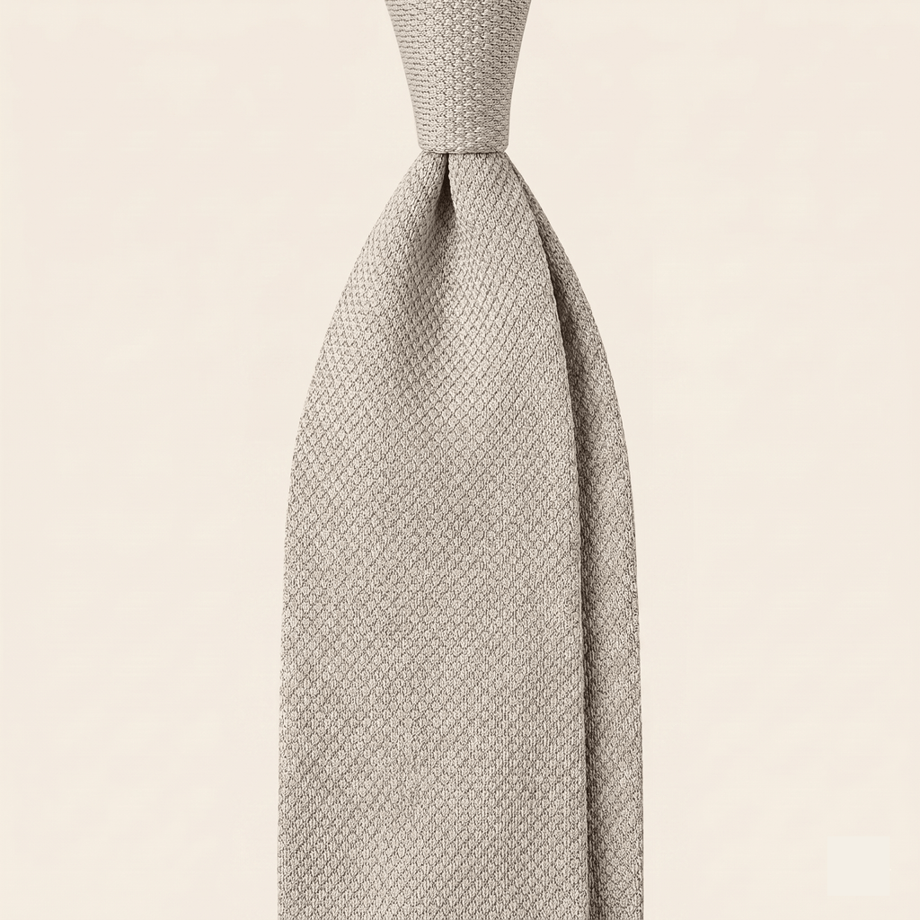 WHITE 3 FOLD SILK GARZA TIE